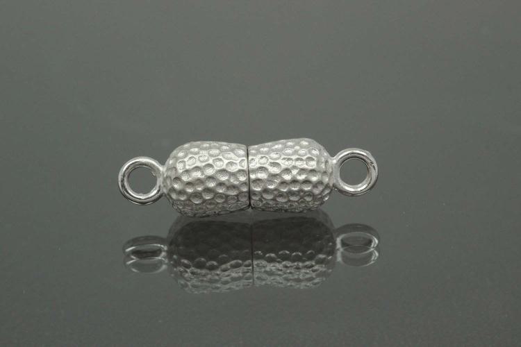 Magnetic Clasp Double Ball long, size ca. Ø6,5x22,5mm nugget optic metal rhodium plated sanded