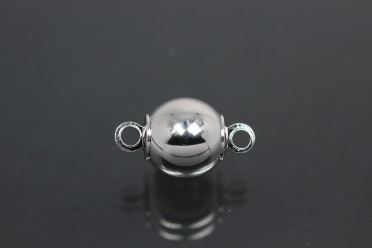 Steiner Magnetic Clasp Ball, rhodium plated, polished 8mm