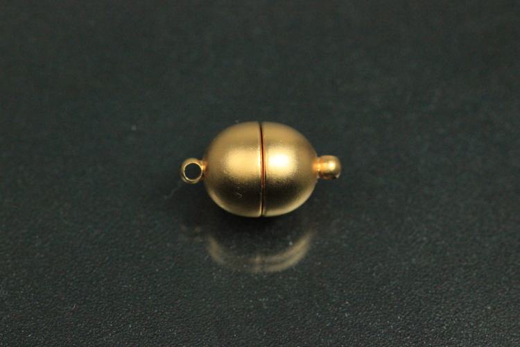 Magnetic clasp Oval, gold plated, sanded 15,5x9mm