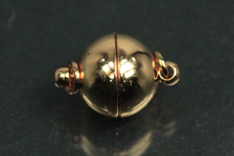 Magnetic Clasp round ball ca. Ø10mm, with closed inside (magnetic not visible), metal, gold color, polished