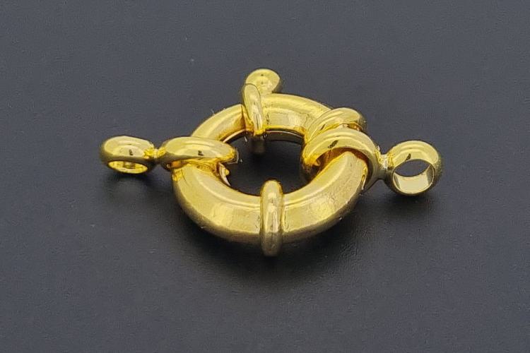 Spring ring clasp approx size outside Ø15mm, length with one rollo approx. 20,5mm, metal gold colored,