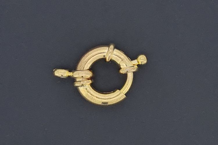 Spring ring clasp approx size outside Ø15mm, length with two rollo approx. 28,0mm, metal gold colored,