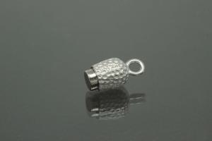 Magnetic Clasp Double Ball long, size ca. Ø6,5x22,5mm nugget optic metal rhodium plated sanded