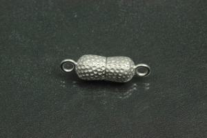 Magnetic Clasp Double Ball long, size ca. Ø6,5x22,5mm nugget optic metal rhodium plated sanded