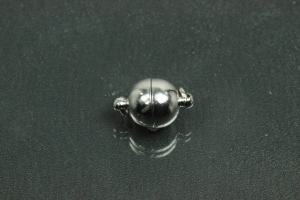 Magnetic ball clasp, rhodium plated, polished 8mm (Magnetic invisible)