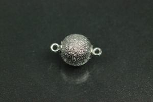 Magnetic ball clasp, rhodium plated, laser cut 10mm