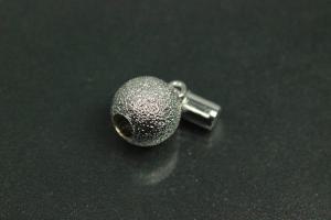 Magnetic ball clasp, rhodium plated, laser cut 10mm