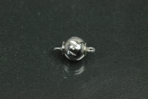Magnetic ball clasp, rhodium plated, diamond cut polished 8mm