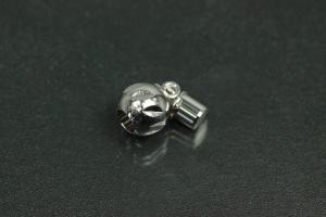 Magnetic ball clasp, rhodium plated, diamond cut polished 8mm