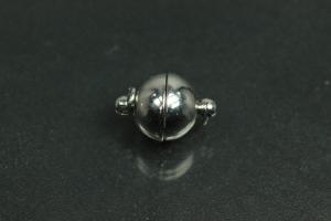 Magnetschliesse Kugel ca. Ø10mm, mit geschlossenem Boden (Magnet nicht sichtbar), unecht, silberfarben, poliert