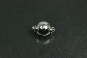 Magnetic Clasp round ball ca. Ø10mm, with closed inside (magnetic not visible), metal, silver color, polished