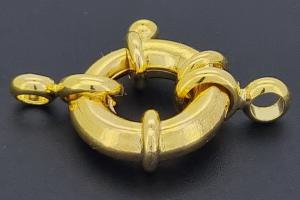 Spring ring clasp approx size outside Ø15mm, length with one rollo approx. 20,5mm, metal gold colored,