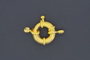 Spring ring clasp approx size outside Ø15mm, length with one rollo approx. 20,5mm, metal gold colored,