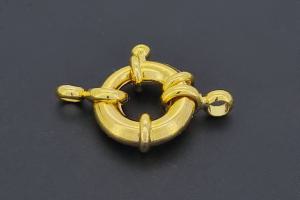 Spring ring clasp approx size outside Ø15mm, length with one rollo approx. 20,5mm, metal gold colored,