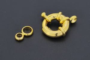 Spring ring clasp approx size outside Ø15mm, length with one rollo approx. 20,5mm, metal gold colored,