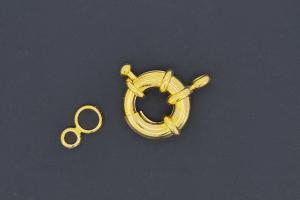 Spring ring clasp approx size outside Ø15mm, length with one rollo approx. 20,5mm, metal gold colored,