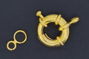 Spring ring clasp approx size outside Ø15mm, length with one rollo approx. 20,5mm, metal gold colored,