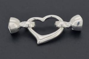 Heart-Shaped Clasp, approx. 18x13,6mm, silver-colored metal, with snap closure end caps