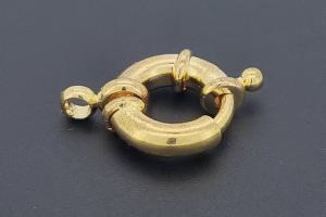 Spring ring clasp approx size outside Ø15mm, length with two rollo approx. 28,0mm, metal gold colored,