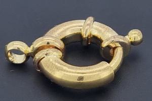 Spring ring clasp approx size outside Ø15mm, length with two rollo approx. 28,0mm, metal gold colored,